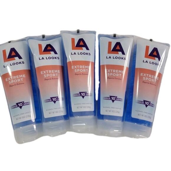 LA LOOKS EXTREME SPORT LEVEL 10+ HOLD ALCOHOL FREE HAIR GEL 8 Oz Each Lot 5 - Picture 1 of 6